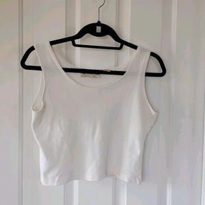 White wide strap tank top